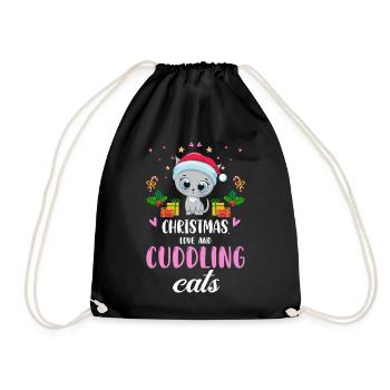 Câlin animal amour Noël, amour chats - Sac de sport léger - noir - Devant