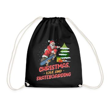 Skater Skatebaord Outfit Christmas Love - Drawstring Bag - black - Front