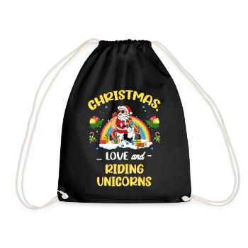 Einhorn Pferde Reitern Weihnachen Liebe Reiten - Turnbeutel - Schwarz - Vorne
