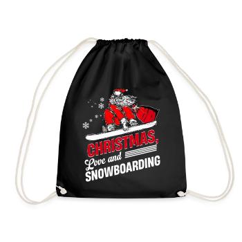 Boarder Snowboarder Christmas Love Snowbaord - Drawstring Bag - black - Front