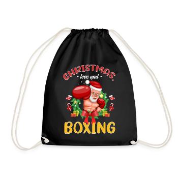 Christmas Love Boxing Boxer Christmas Gift - Drawstring Bag - black - Front