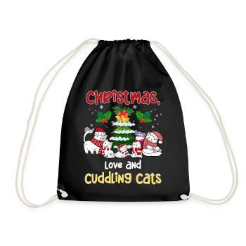 Câlin animal amour Noël, amour chats - Sac de sport léger - noir - Devant
