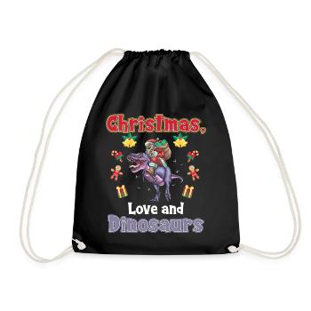 Dino Boy Boy Children Christmas Love Dinosaurs - Drawstring Bag - black - Front