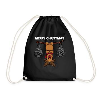Joyeux renne de Noël sur un arbre avec des chauves-souris - Sac de sport léger - noir - Devant
