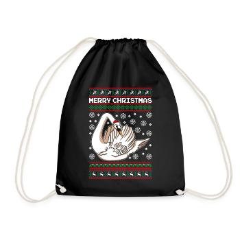 Weihnachten Schwan Merry Christmas - Turnbeutel - Schwarz - Vorne