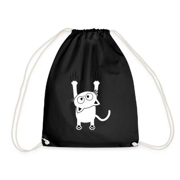 Cat falls scratch kitten - Drawstring Bag - black - Front