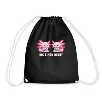 Bis Einer Heult Gamer Axolotl - Turnbeutel - Schwarz - Vorne