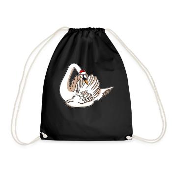 Schwan mit Christmas Sweater - Turnbeutel - Schwarz - Vorne