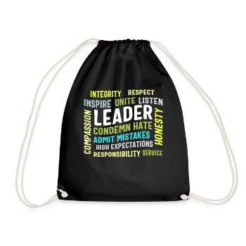 Leadership Shirt, Leader Integrity Unite - Drawstring Bag - black - Front