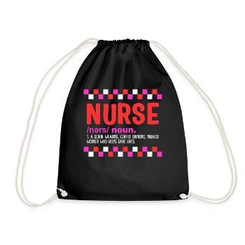 Krankenschwester Shirt, Krankenschwester Definition Substantiv Lustiges Tee, - Turnbeutel - Schwarz - Vorne