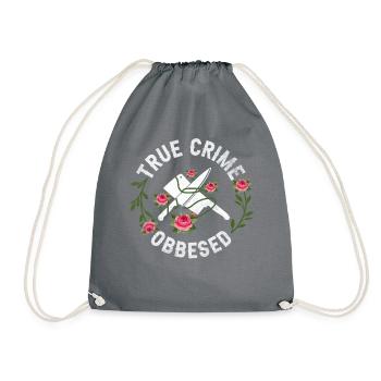 True Crime Obsessed - Drawstring Bag - grey - Front