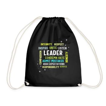 Leadership Shirt, Leader Integrity Unite - Drawstring Bag - black - Front