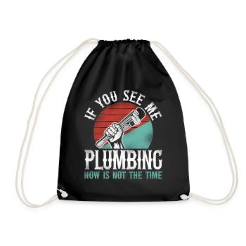Plumbing Plumber Vintage Retro If - Drawstring Bag - black - Front