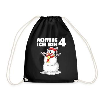 4.Geburtstag 4 Jahre alt Schneemann Geschenk - Turnbeutel - Schwarz - Vorne
