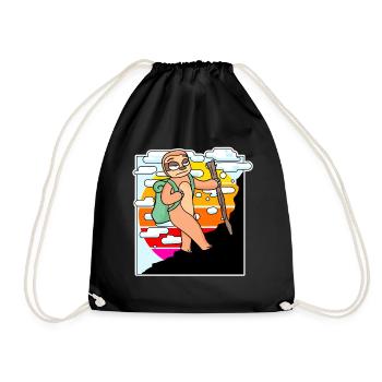 Sloth Mountain Mountains Mountain Peaks - Drawstring Bag - black - Front