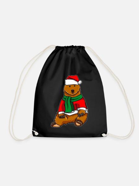 Bär Braunbär in Weihnachts Kostüm - Turnbeutel - Schwarz