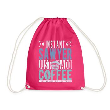 Sawyer Coffee Quote - Drawstring Bag - fuchsia - Front
