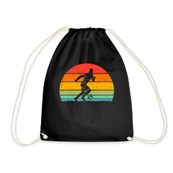 Retro Soccer Sunset Soccer Player - Drawstring Bag - black - Front