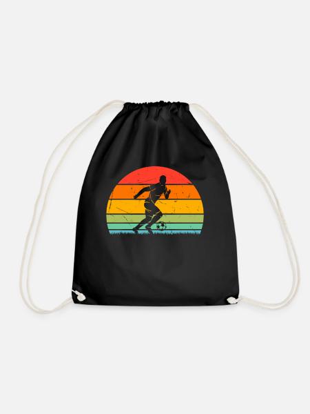Retro Soccer Sunset Soccer Player - Turnbeutel - Schwarz