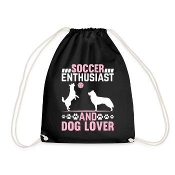 Passionné de soccer et amoureux des chiens - Joueur de soccer D - Sac de sport léger - noir - Devant