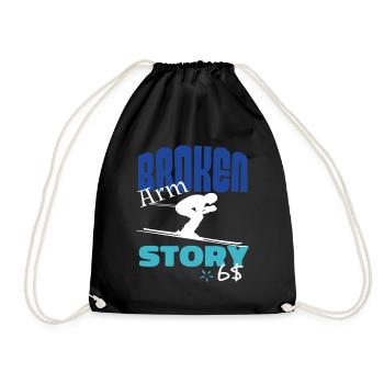 Broken Arm Story Fun Ski Downhill Sports - Drawstring Bag - black - Front