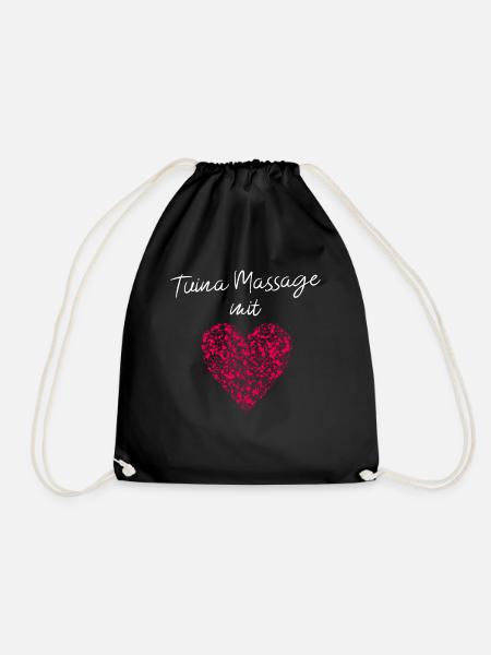 Tuina Massage mit Herz Masseurin Relfexzone Fuss - Turnbeutel - Schwarz