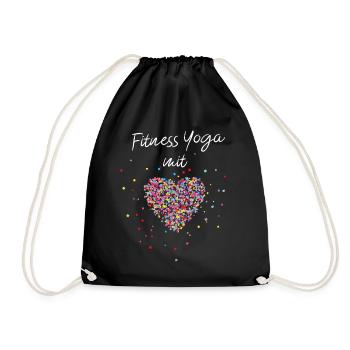 Fitness Yoga mit Herz Yogalehrerin Fitnesstrainer - Turnbeutel - Schwarz - Vorne
