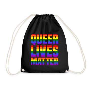 Queer Lives Matter Rainbow - Drawstring Bag - black - Front