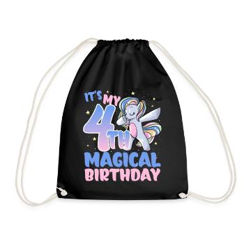 It's my 4th magical birthday - Drawstring Bag - black - Front