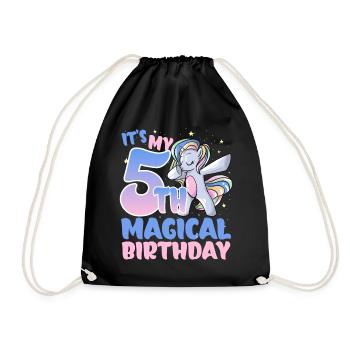 It's my 5th magical birthday - Drawstring Bag - black - Front