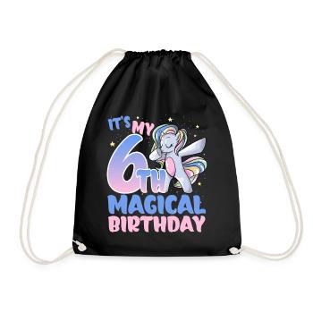 It's my 6th magical birthday - Drawstring Bag - black - Front