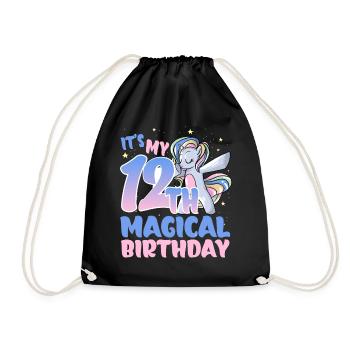 It's my 12th magical birthday - Drawstring Bag - black - Front