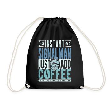 Signalman coffee saying - Drawstring Bag - black - Front