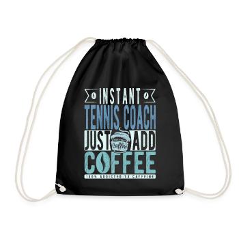 Tennistrainer Kaffee Spruch - Turnbeutel - Schwarz - Vorne