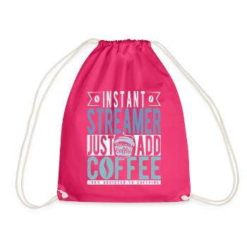 Streamer Kaffee Spruch - Turnbeutel - Fuchsia - Vorne