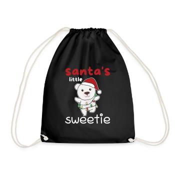 Polar bear Christmas Santa's little sweetie - Drawstring Bag - black - Front