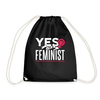 Ja Ich Bin Ein Feminist Feministisch Feminismus - Turnbeutel - Schwarz - Vorne