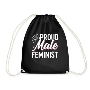 Proud Male Feminist Feminism Women - Drawstring Bag - black - Front