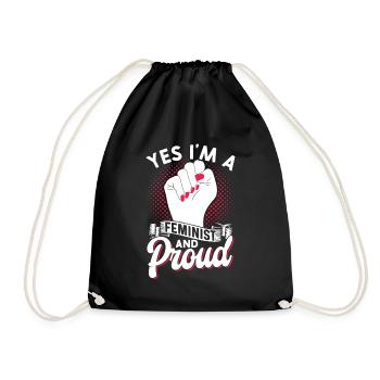 Yes I am a feminist and proud of women - Drawstring Bag - black - Front