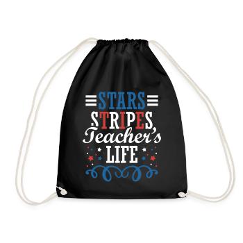 Stars Stripes Teacher's Life 4. Juli - Turnbeutel - Schwarz - Vorne