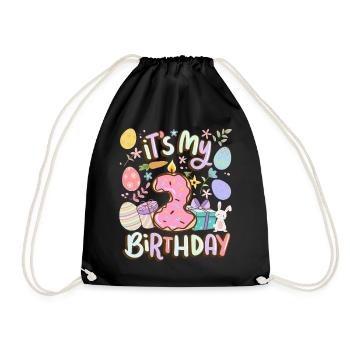 It's my 2 birthday Easter Donut Holiday - Drawstring Bag - black - Front