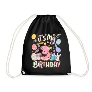 It's my 3 birthday Easter donut holiday - Drawstring Bag - black - Front