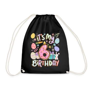It's My 6 Birthday Easter Donut Holiday - Drawstring Bag - black - Front
