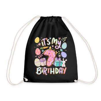 It's My 7 Birthday Easter Donut Holiday - Drawstring Bag - black - Front
