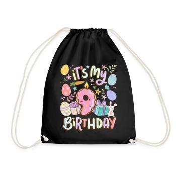 It's My 9 Birthday Easter Donut Holiday - Drawstring Bag - black - Front