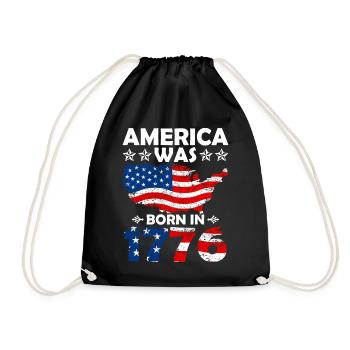 America was born July 4, 1776 - Drawstring Bag - black - Front
