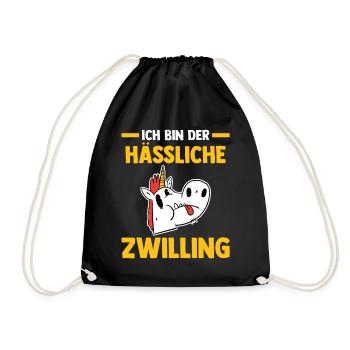 Zwillingsgeschwister Zwilling Zwillinge - Turnbeutel - Schwarz - Vorne