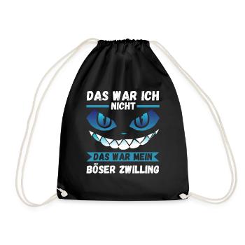 Zwillingsgeschwister Zwilling Zwillinge - Turnbeutel - Schwarz - Vorne