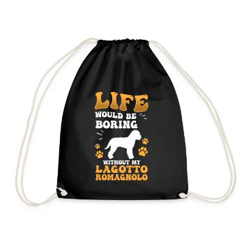 Boring without Lagotto Romagnolo truffle dog - Drawstring Bag - black - Front