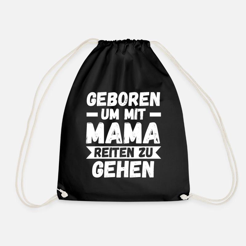 Pferd Pferde Mama Sohn Tochter Reiten Reiter - Turnbeutel - Schwarz